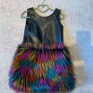 Appaman Girls Dress- faux leather and faux color fur, size 6